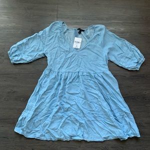 NWT | Forever 21 | Light Denim V-Neck Dress Puff Sleeves | Size Medium